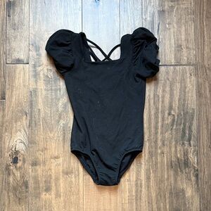Black Puff Sleeve Kids dance leotard